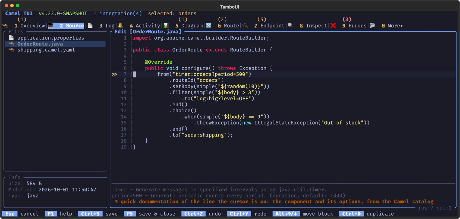 The documentation of the timer component and its period option